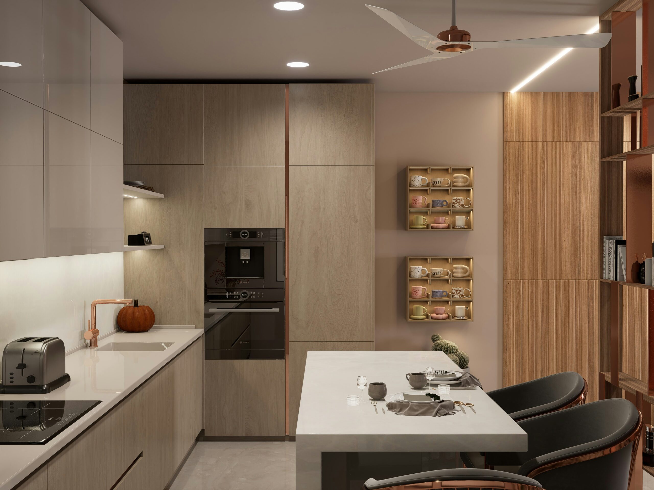 Wooden small space with multi-functional storage